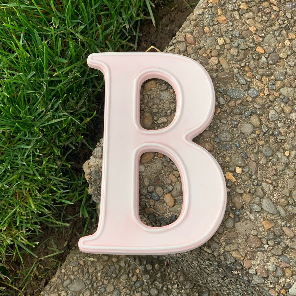 Pink Letter B Initial Monogram Ceramic Wall Decor 6”